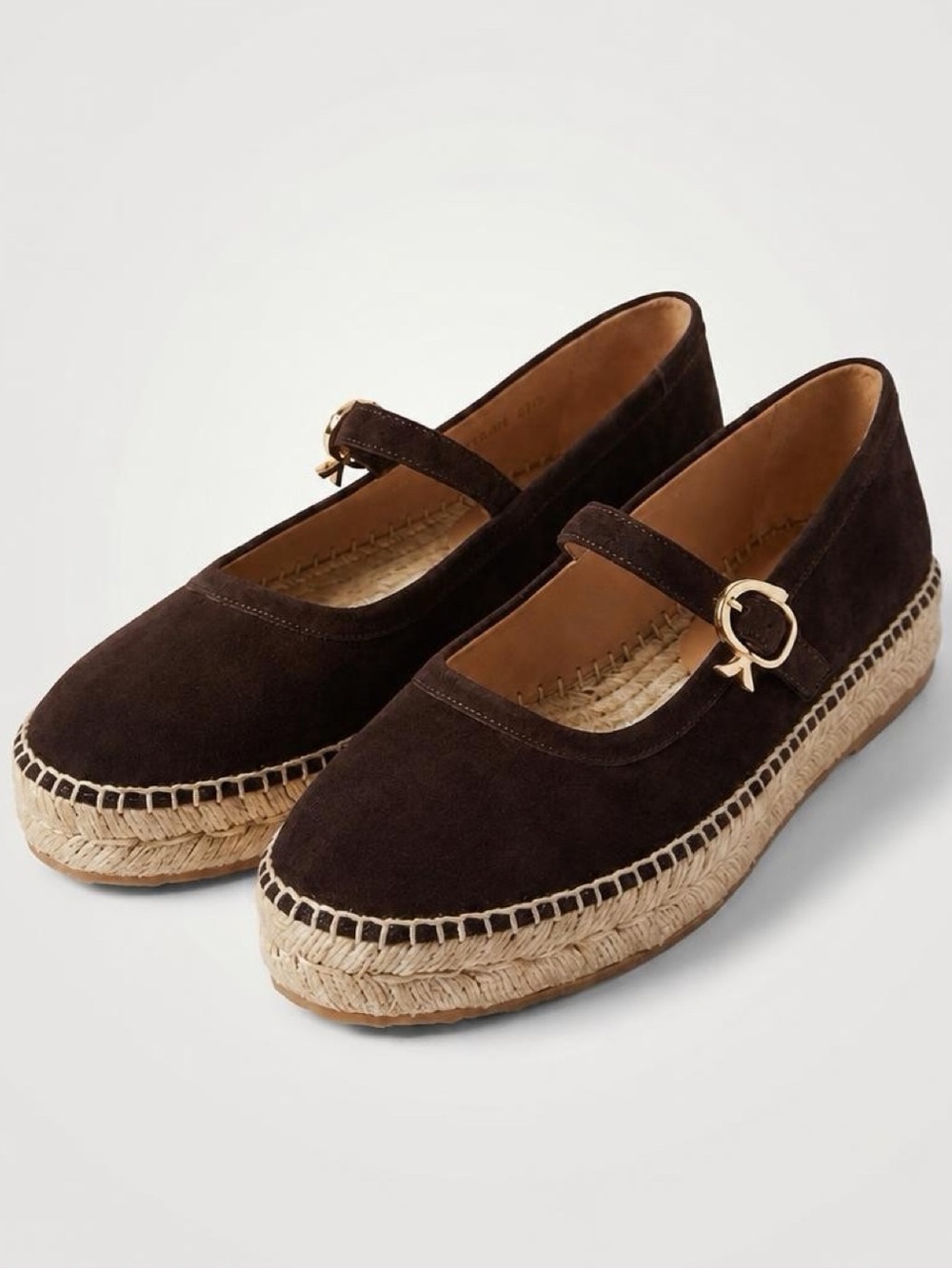 Gianvito Rossi NWOB Suede Mary Jane Espadrille, dark brn, Gold buckles, 41.5(11)